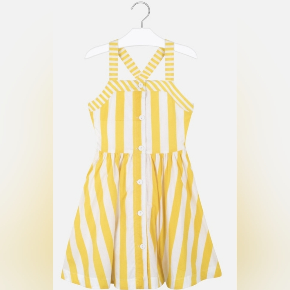 14 Girls Yellow Striped Kids Dress Mayoral